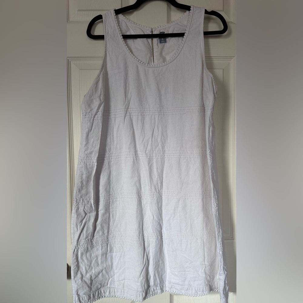 Old Navy White Sleeveless Linen Blend Dress